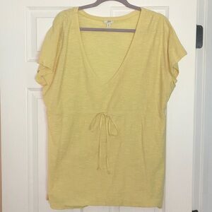 J.Jill Short Sleeve V Neck Shirt with Waist Tie